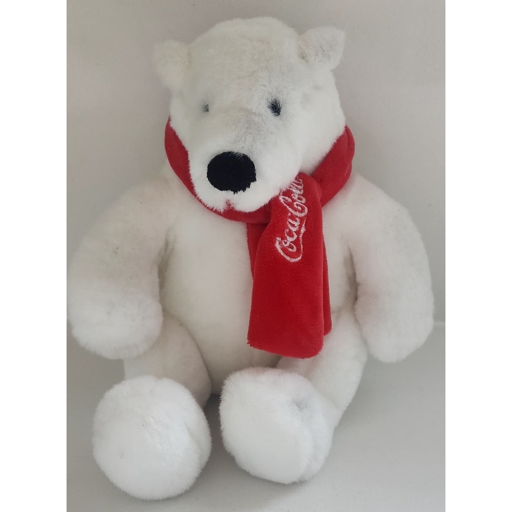Coca-Cola Polar Bear Plush Toy Red Scarf 7 Inches